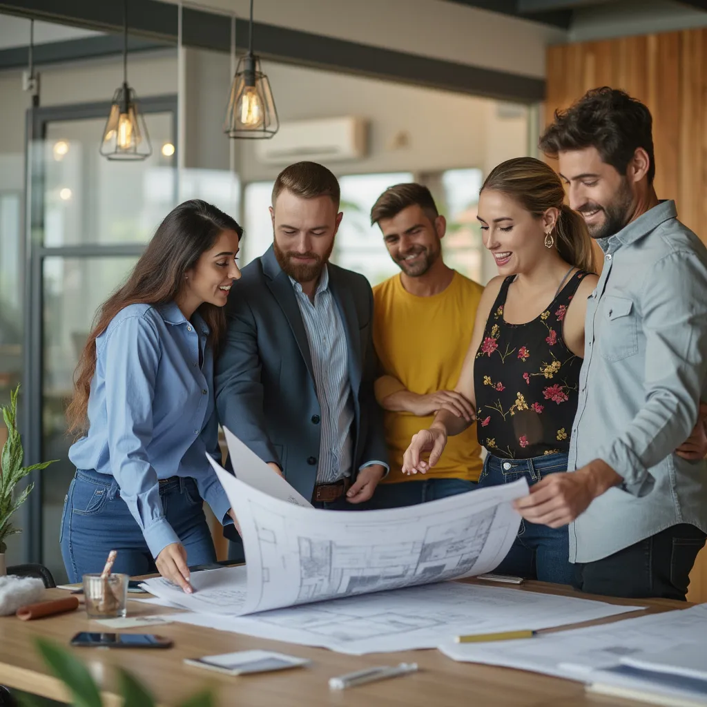 Equipo de Inmobiliaria Argentina discutiendo planes